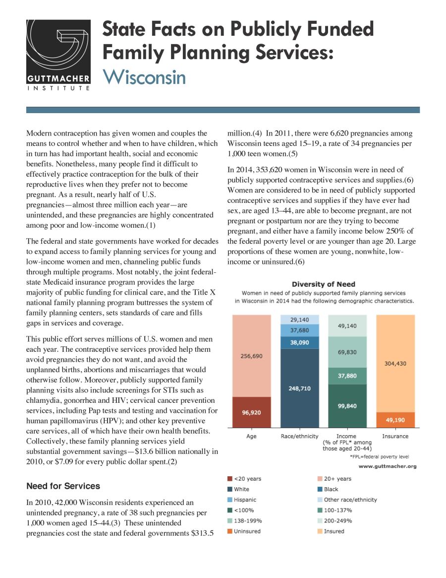 WI State Facts on Publicly Funded Family Planning Services