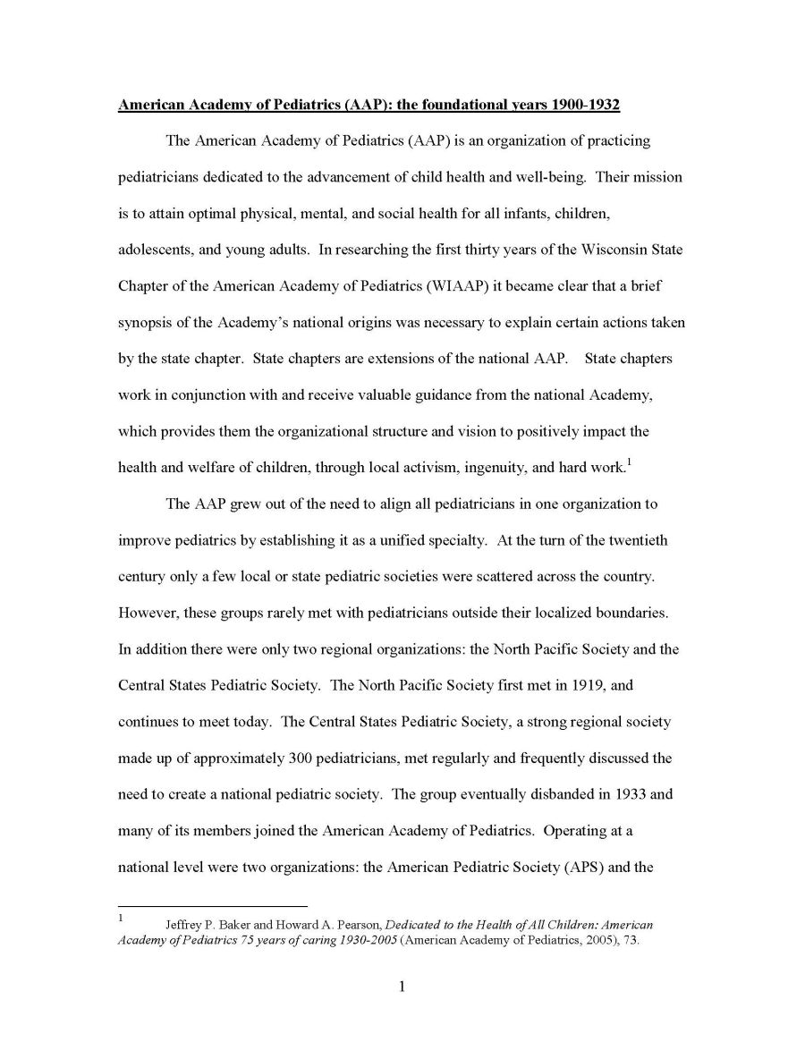 History of the Wisconsin Chapter of AAP (WIAAP)